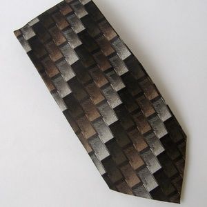 Alexander Julian American Modern Neck Tie 100% Silk Black Brown Gray Handmade